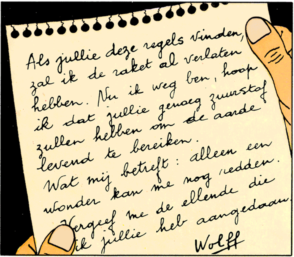 Lettre d'adieu de Wolff dans On a marché sur la Lune